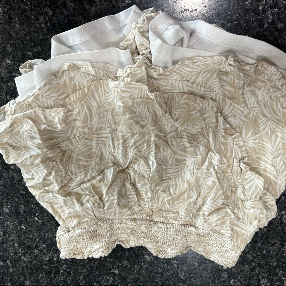 Women's Cream Leaf Print Skort